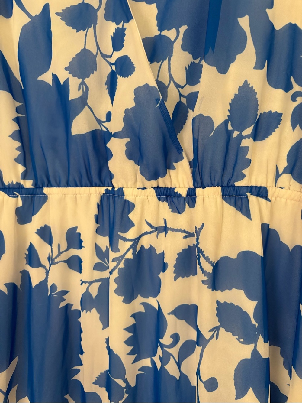 3X ChicSoul White Maxi Dress with Blue Floral Print - Picture 5 of 5